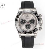 C1 Factory Top Watch - C1 New 4131 Rolex Daytona OysterFlex Rhodium Grey Dial Bracelet